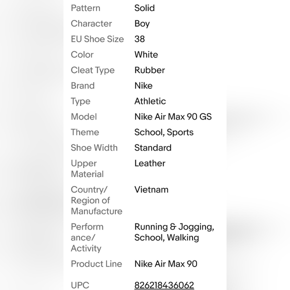 Boys Youth Nike Air Max 90 Leather (GS) Triple White Size 5.5Y - Picture 13 of 13